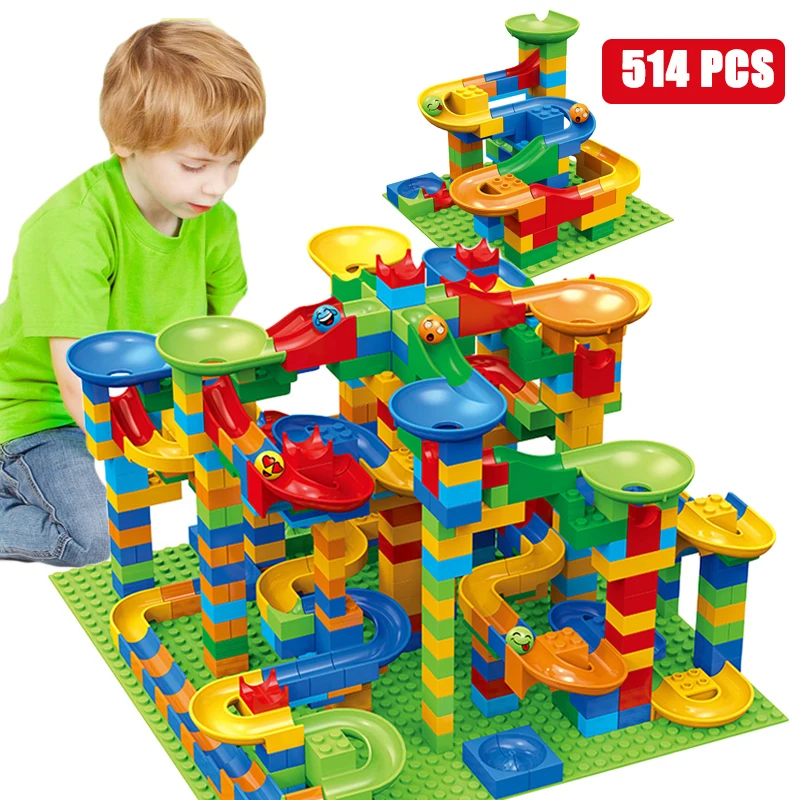 

84-514 шт., Детский конструктор «Marble Race Run»