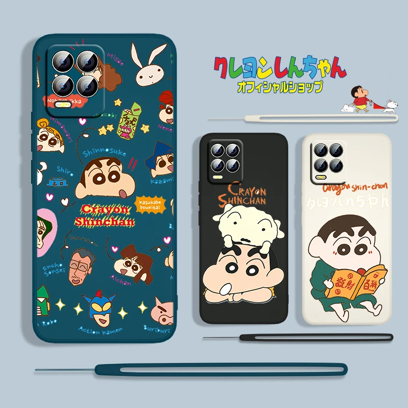

Anime Shin chan Crayon For OPPO Realme 50i 50A 9i 8i 8 6 Pro Find X3 Lite NEO GT Master A9 A5 2020 Liquid Rope Phone Case Cover