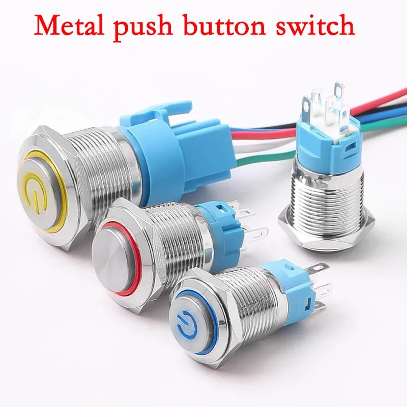 12 16 19 22 мм Металлический кнопочный переключатель с проводным выключением питания