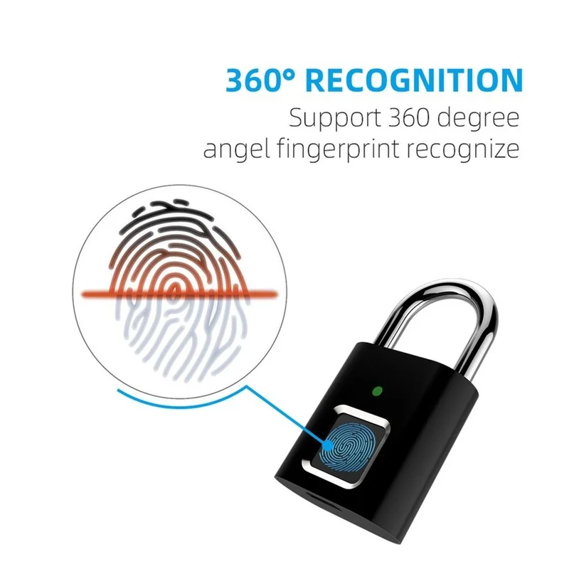 Smart Padlock Door Lock 0.1 Second Unlock Portable Anti-theft Fingerprint L34 USB Rechargeable |