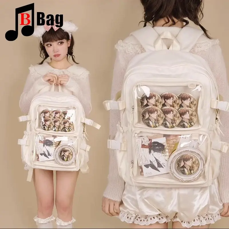 

All-in-one Y2K women's handbag Itabag double shoulders transparent Gothic style Harajuku College students daily campus Ita Bags