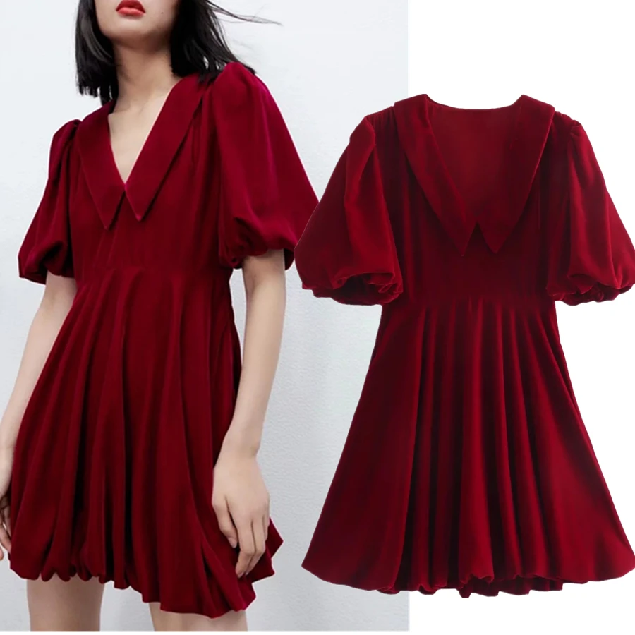 

Dave&Di 2022 Spring England Fashion Velvet Dress Women Ins Blogger Retro V-neck Sexy Party Mini Dress Women Vestidos