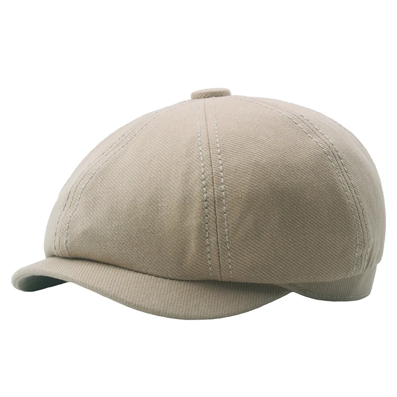 

New Men Retro Plus Size Cotton Newsboy Hats Spring Autumn Women Flat Cap Black Grey Khaki ArmyGreen Berets BJM47