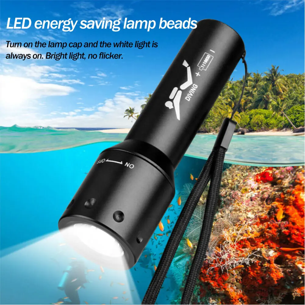 

ZK40 Super Bright LED Flashlight Professional Diving Light Aluminum Alloy Scuba Diver Diving Flash Light Underwater Torch 18650