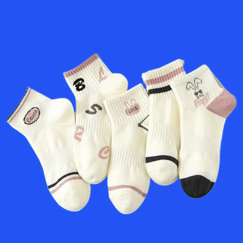 5/10 пар женские спортивные носки розовые модные розовый кролик хлопковые с