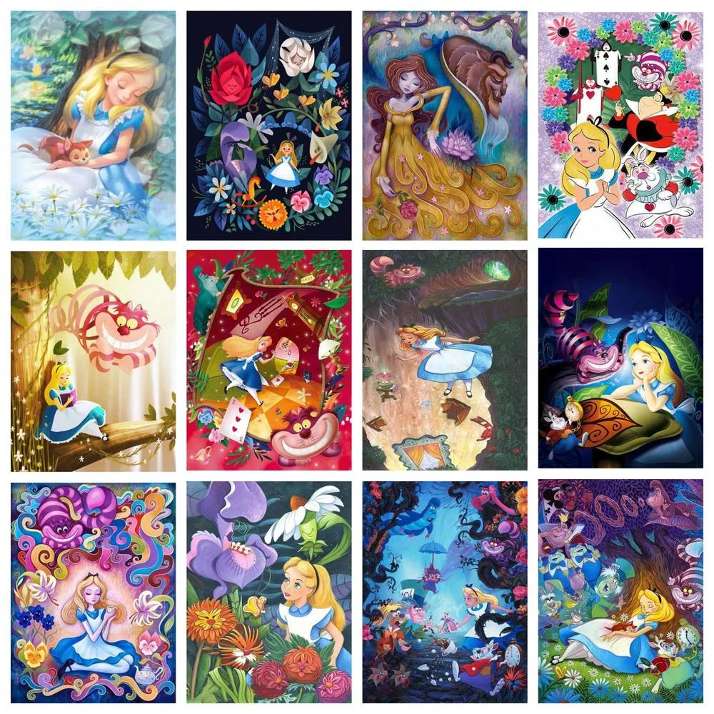 

Disney 5D DIY Diamond Painting Princess Alice Dream Cross Stitch Set Hand Inlaid Artwork Children's Home Wall Art Decoration