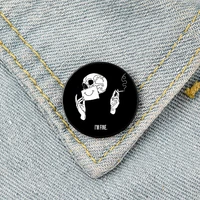 smiling skull smoking pin custom funny brooches shirt lapel bag cute badge cartoon cute jewelry gift for lover girl friends