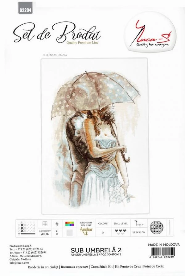 Couple Under Umbrella 40-56 DIY Needle Work Cross Stitch Set Counted Kit 28ct 14ct 32ct Metallic cotton aida