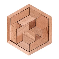 wooden puzzle board childrens hexagonal shaped chess jigsaw puzzle 11 building blocks hexagonal puzzle educational toys