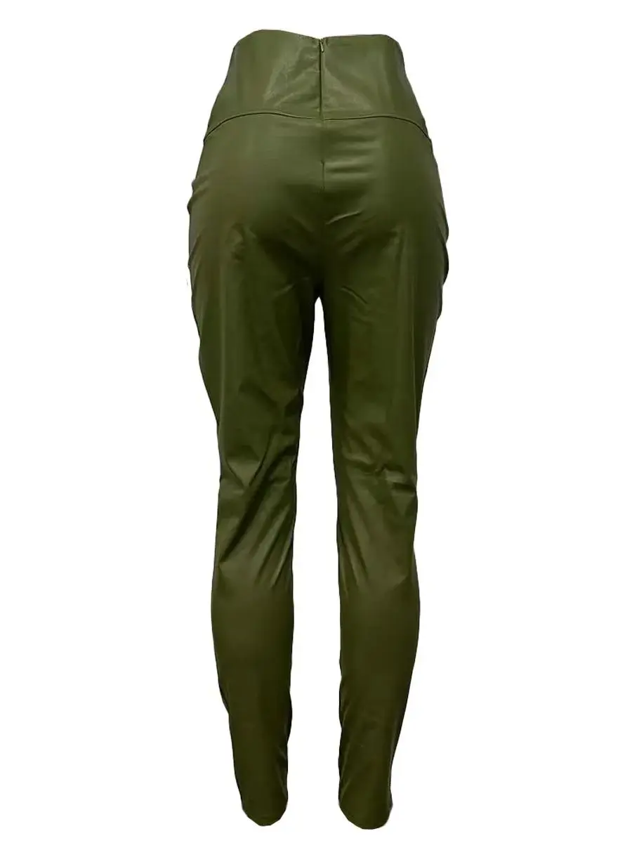 LW узкие брюки из искусственной кожи с высокой талией эластичные базовые