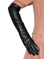 ysdnchi leather gloves women arm sleeve winter lady fashion long mittens female sexy style black white red clubwear hip hop