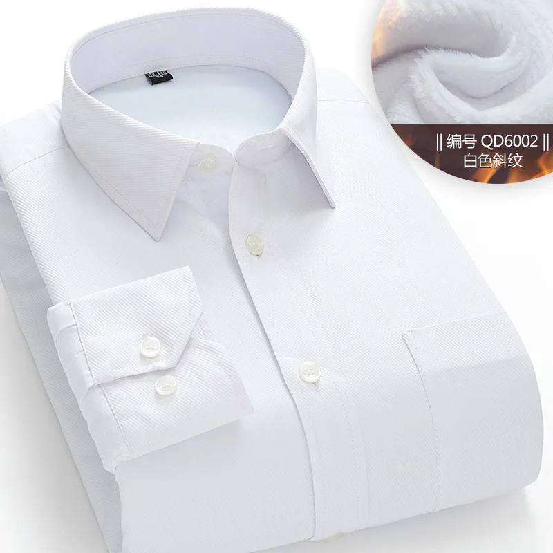 

Зимняя утепленная рубашка JD с флисовой подкладкой, плотная приталенная деловая профессиональная одежда, пальто с хлопковой подкладкой, однотонное белое длинное Sle