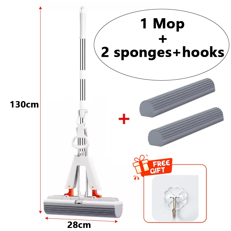 

Самоотжимающаяся резиновая швабра с губкой