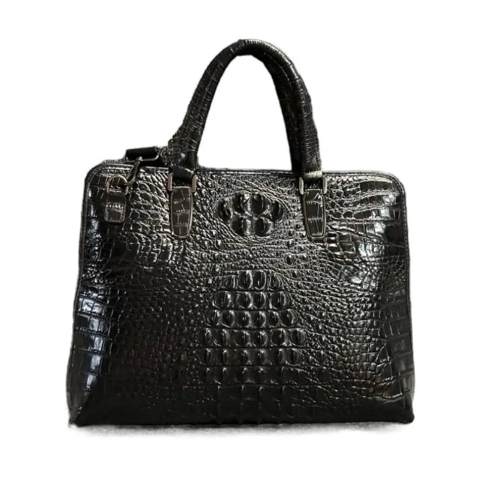 2022 New Luxury Alligator Cow Genuine Leather Business Men's Briefcase Cowhide Shoulder Bag Men Messenger Laptop Computer Bag