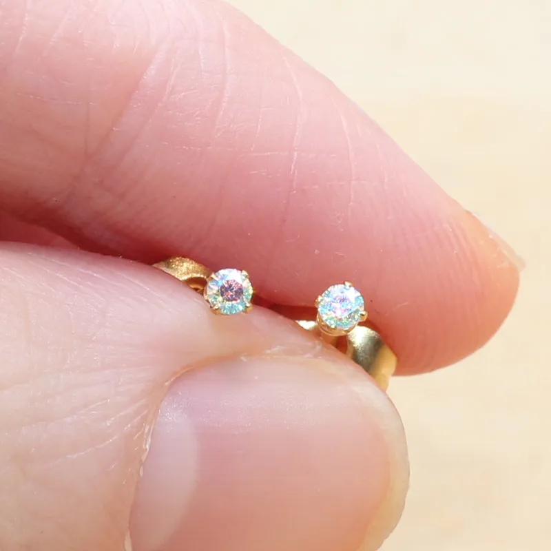 Размер от 2 мм до 5 фотоэлемент с круглыми цветными фианитами AB Женская для мужчин