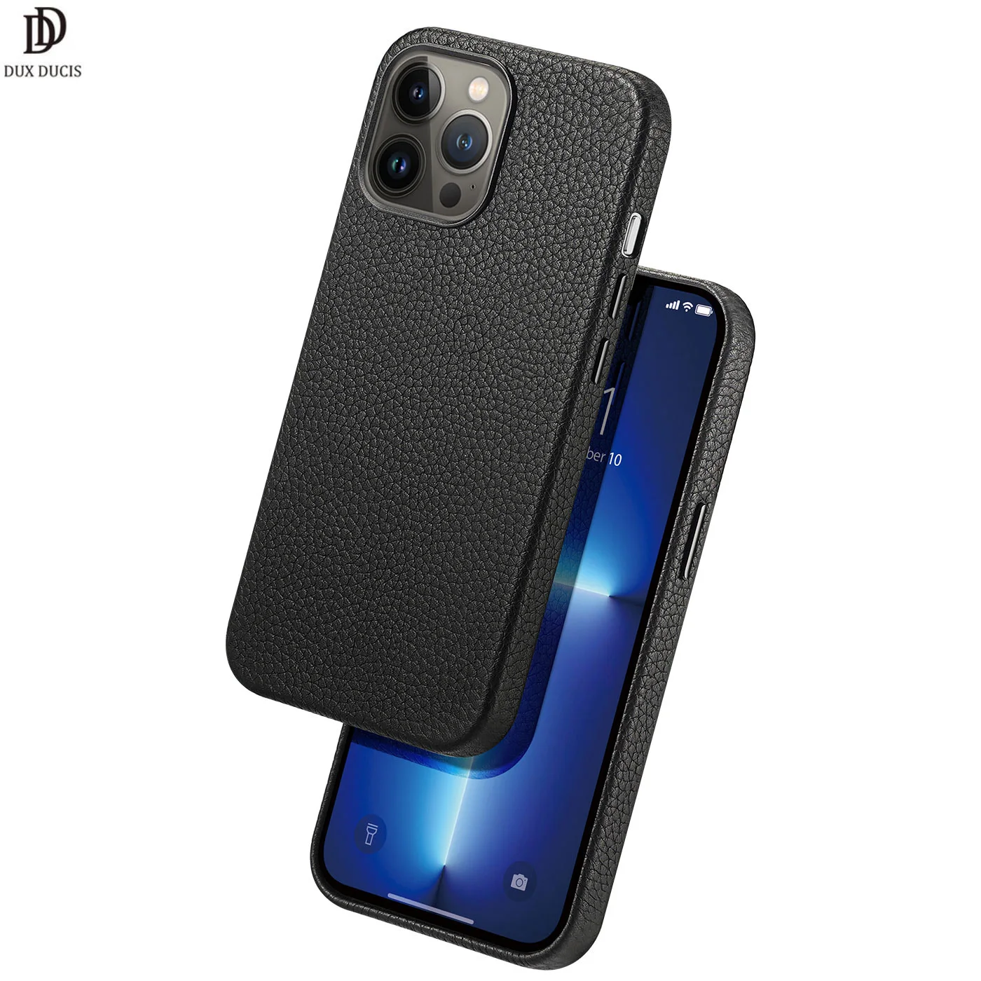 

DUXDUCIS Soma Series Luxury Hand-craft Genuine Leather Shockproof Case for iPhone 13 Pro Max 13Pro 13 Lychee Pattern Phone Shell