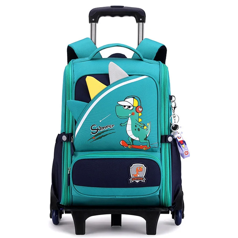 

Waterproof Children Orthopedic School Backpack with Wheels Boys Elementary Schoolbag Detachable Trolley School Bags for Girls