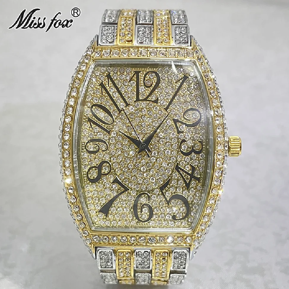 

Hip Hop Brand New Gold Watches Men Luxury Iced Out Waterproof Wrist Watch Full Moissanite AAA Clocks Gift For Man Reloj Hombre
