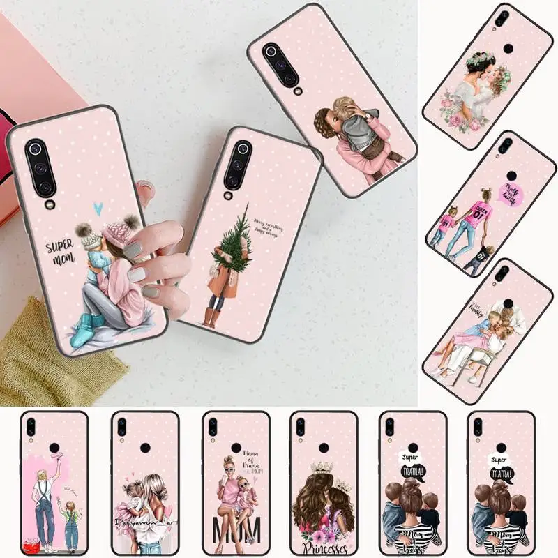 

girl Queen Mom baby pink Phone Case black For Xiaomi Redmi mi note 7 8t 9 9t 9s 8 10 10t 11 pro lite K20 max 3