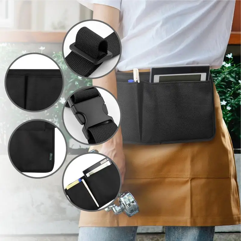 

Waiter waitress Server bag Canvas restaurant waist Pouch bill money pen cards holder Apron belt Bag for Cafes Bars Change pouch