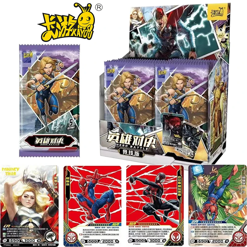 

KAYOU Marvel Avengers Cards Hero Duel Competitive Edition Collection Cards Spider-Man Miles Morales Rare CR Cards Kids Toys