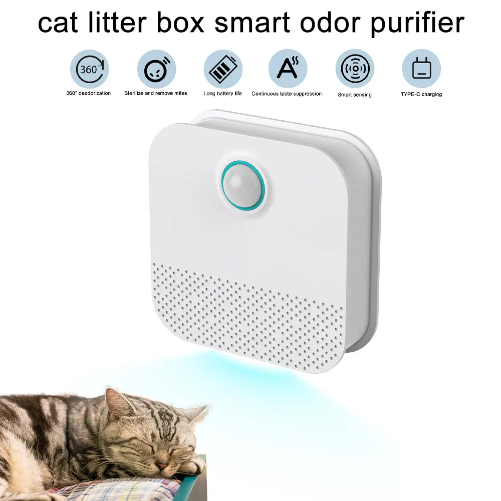 

4000mAh Smart Cat Odor Purifier For Cats Litter Box Deodorizer Dog Toilet Rechargeable Air Cleaner Pets Deodorization