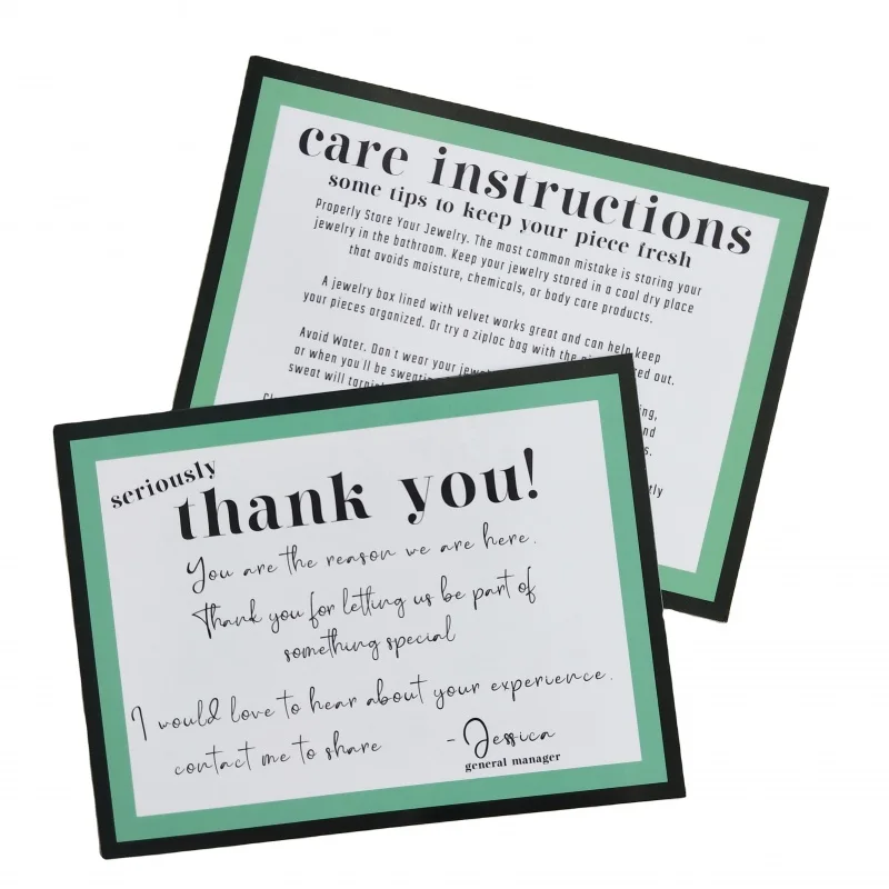 

Свадебная пригласительная открытка/черный рукав с благодарностью и инструкцией по уходу за ювелирными изделиями