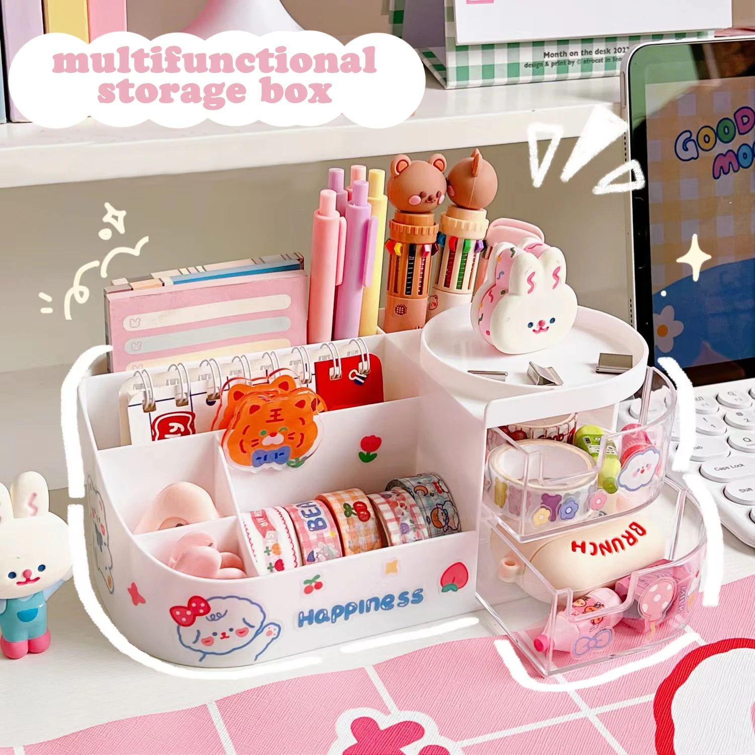 

Cute creative Multifunctional Desk Organizer Pen Holder Desk Accessories Stand Case High capacity Stationery Storage Box