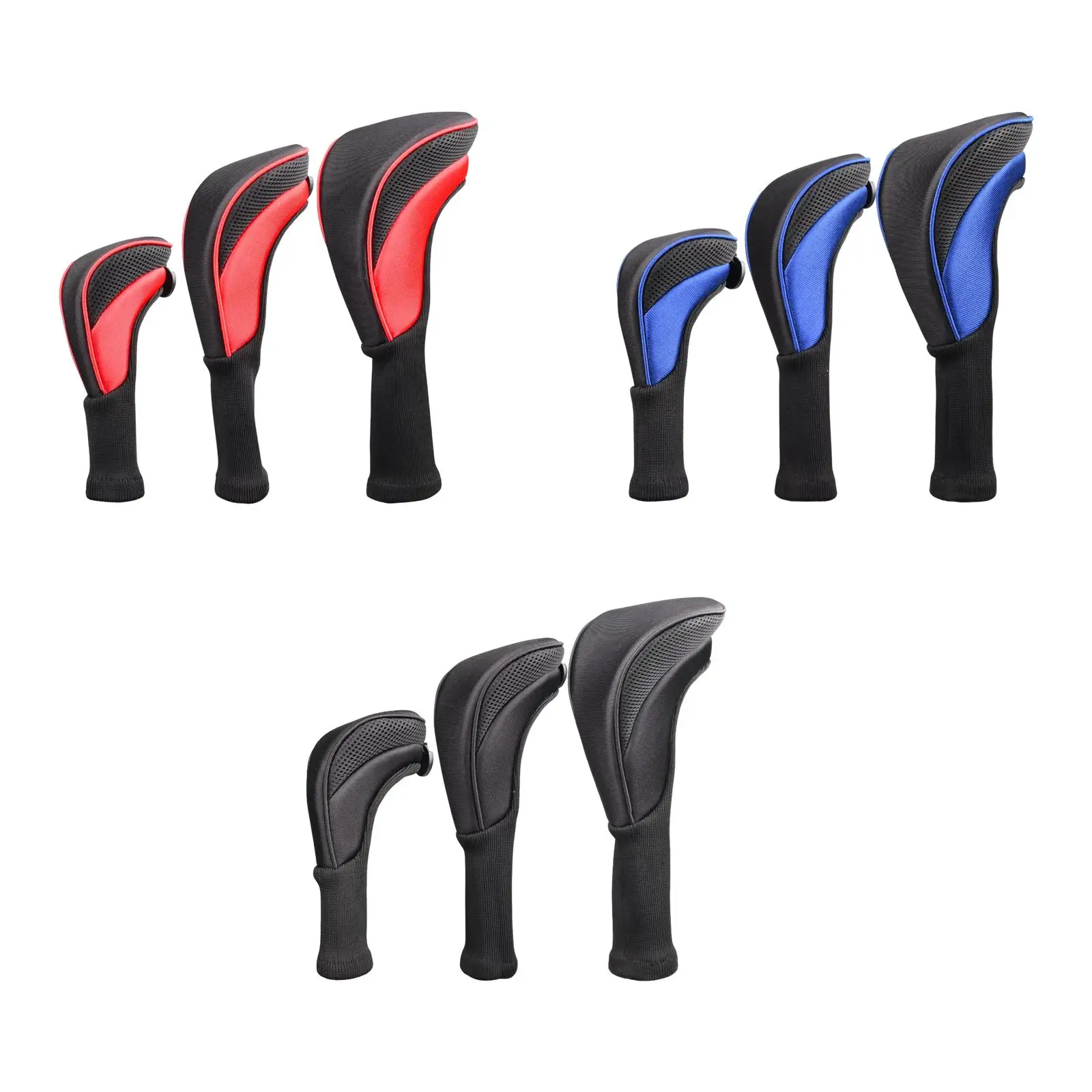 

3Pcs/Set Golf Club head cover Set Golf Club Headcovers Set High Quality Long Neck Mesh Headcovers with Tags Protective Covers