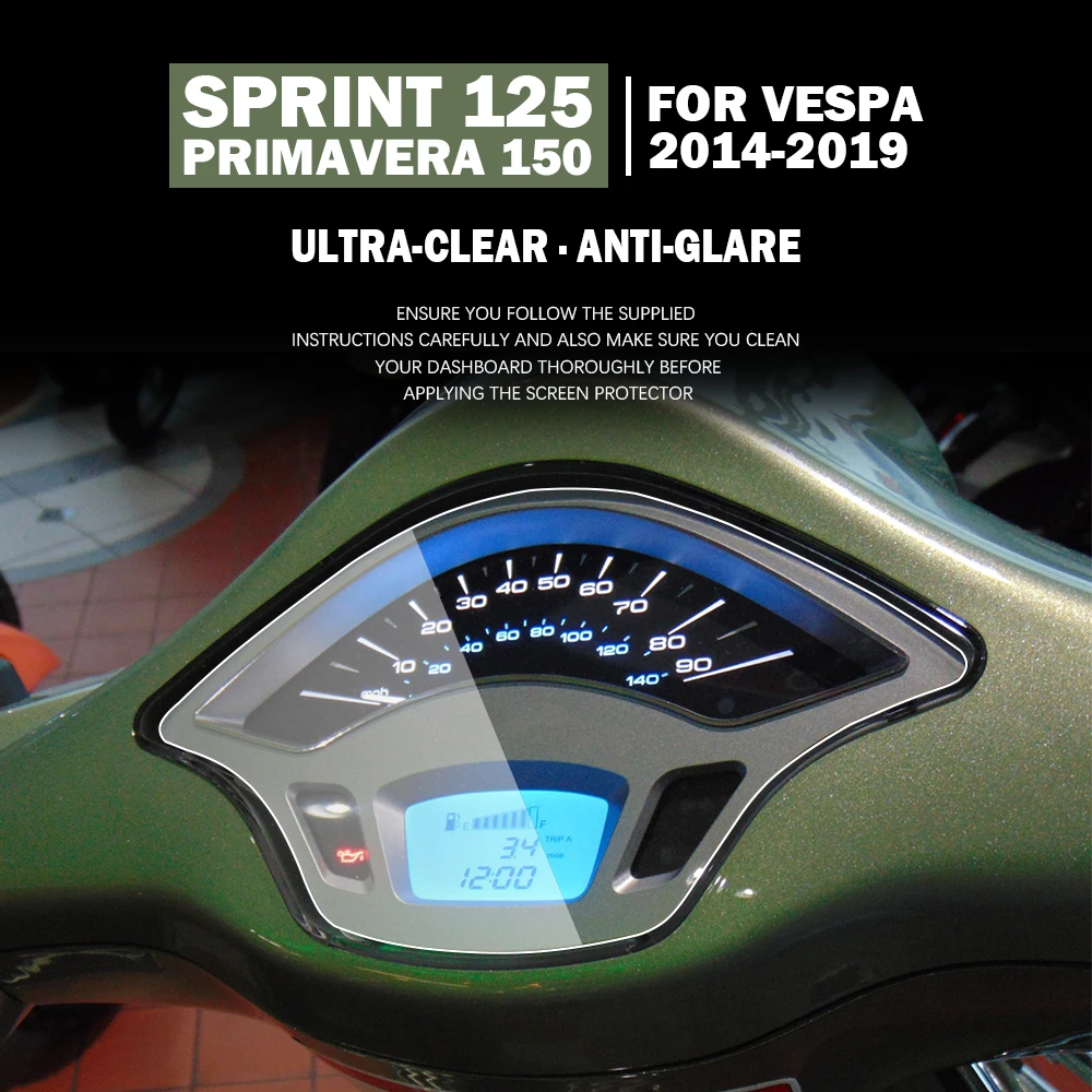 Motorcycle Instrument Protection Film for Vespa Primavera 150 Accessories Sprint 125 2014-2019 Scratch Cluster Screen TFT LCD