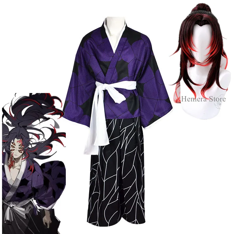 

2023 Kokushibo Cosplay Costume Anime Demon Slayer Kimetsu No Yaiba Kokushibo Top Pants Kimono Uniform Helloween Cosplay