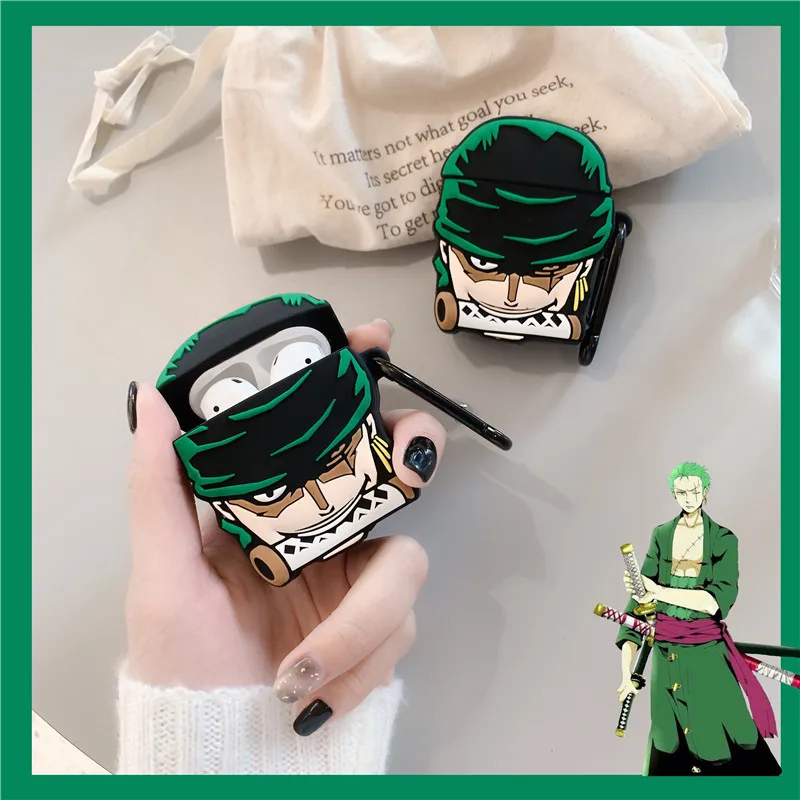 

3D силиконовые Bluetooth наушники Zoro в стиле аниме, аксессуары для Airpods 1, 2 Pro, подарки на день рождения из ПВХ