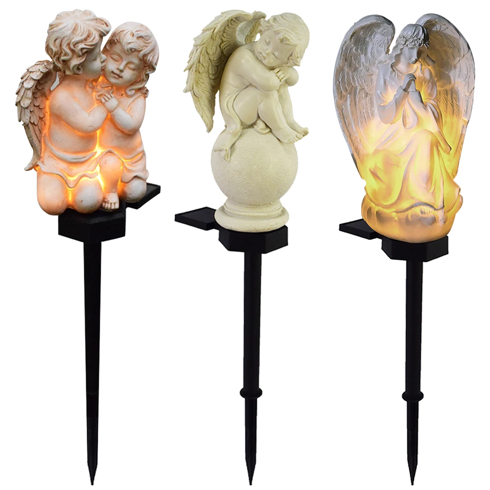 Поделки Двор Пейзажная Лампа Водонепроницаемый Сад Солнечная Скульптура Ангела