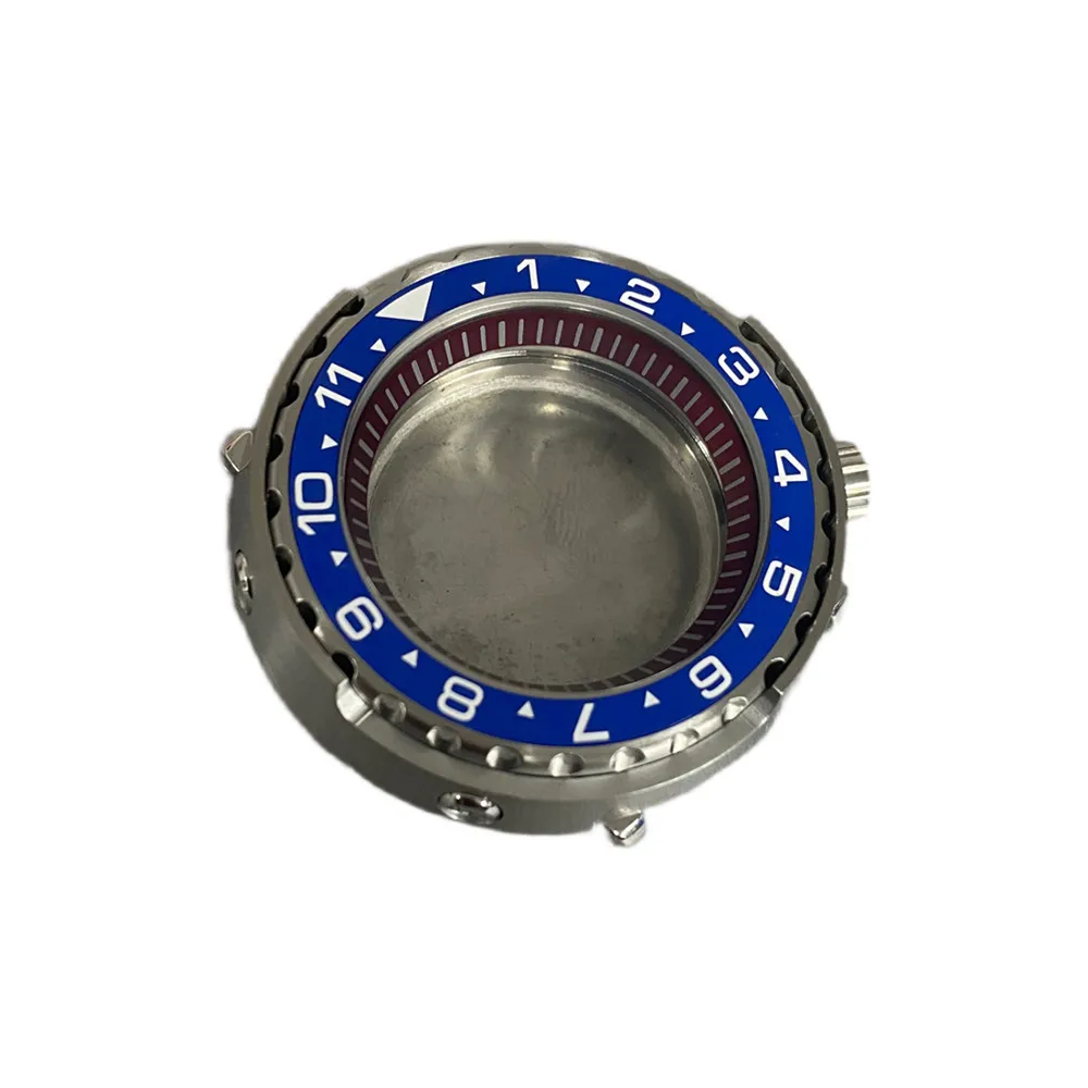 

45MM Canned Watch Case 45MM Stainless Steel Mineral Glass Wine Red Inner Shadow Case for NH35/NH36 Watch Movement