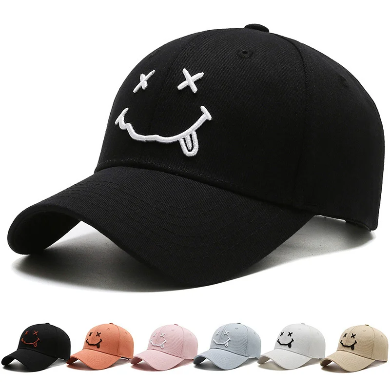 

Summer Blue Smiley Face Cap Trucker Hat For Men Streetwear Women Hats Adjustable Snapback Hip Hop Baseball Caps Bone 2022