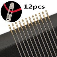 12pcs sewing needles set multi size side opening hole fast through stainless steel darning hand tools diy jewelry accessories