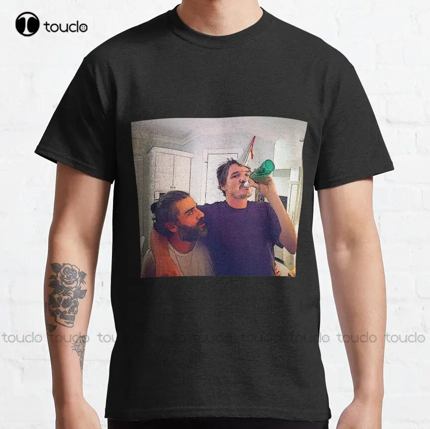 

Pedro Pascal & Oscar Isaac Cartoonized Classic T-Shirt Custom Aldult Teen Unisex Digital Printing Tee Shirts Custom Gift Xs-5Xl