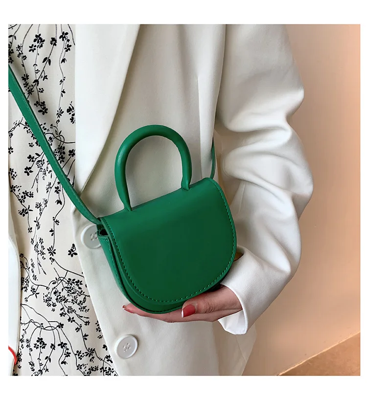 

Ladies Shoulder Bag Simple Solid Color Girls Mini Saddle Bag Diagonal Handbag PU Leather Mobile Phone Coin Purse lipstick bag