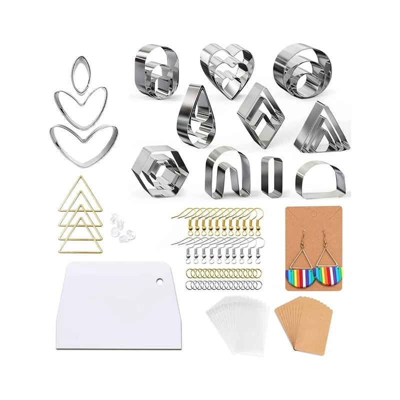 

Polymer Clay Cutters, 27Pcs Shapes Clay Earring Cutters With Earring Cards,Earring Hooks Polymer Clay Jewelry Making