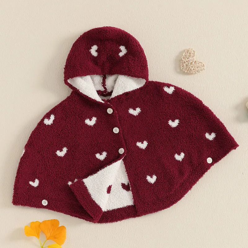 RUEWEY От 0 до 2 лет зимние пончо для маленьких девочек с капюшоном и узором в виде