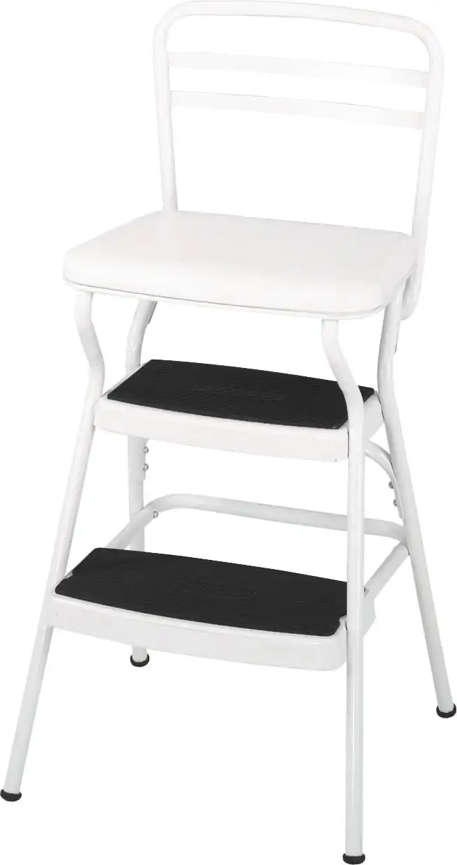 

Stylaire Retro Chair + Step Stool with flip-up seat (white, one pack)