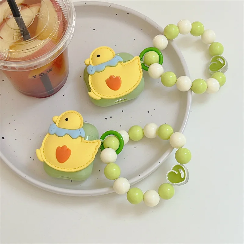 

Cute Cartoon Yellow Duckling Bluetooth Headset Cover For Airpods 1 2 3 Pro Pro2022 Airpods Case Lanyard