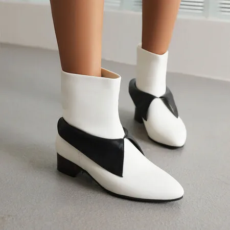 

Женские зимние ботинки с острым носком, на толстом каблуке