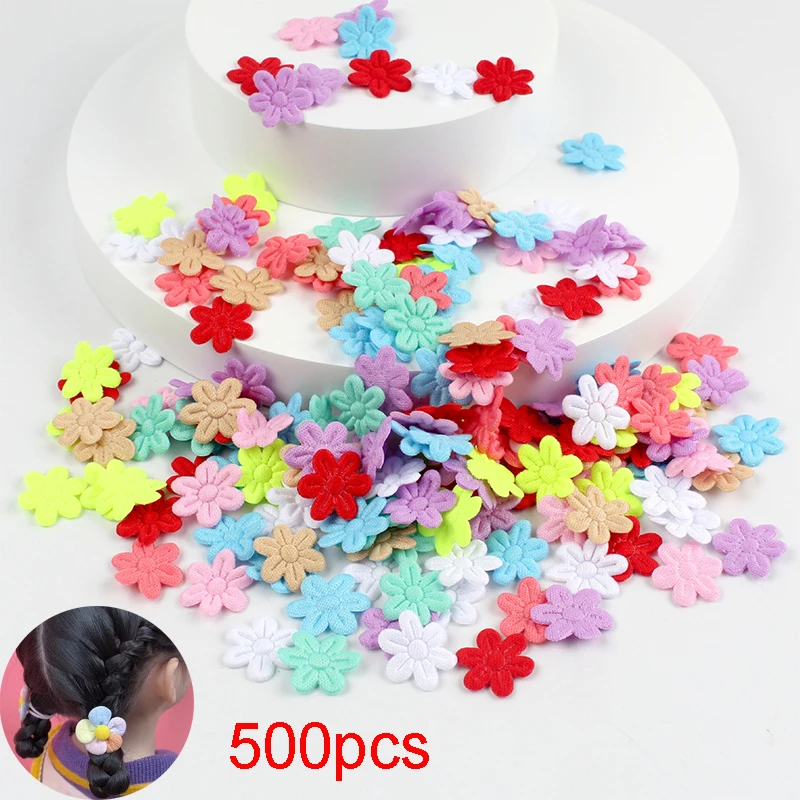 

500pcs Artificial Flower Five-petal Flower Embossing for DIY Children's Hair Jewelry Cloth Stickers Home Festival Wedding Decor