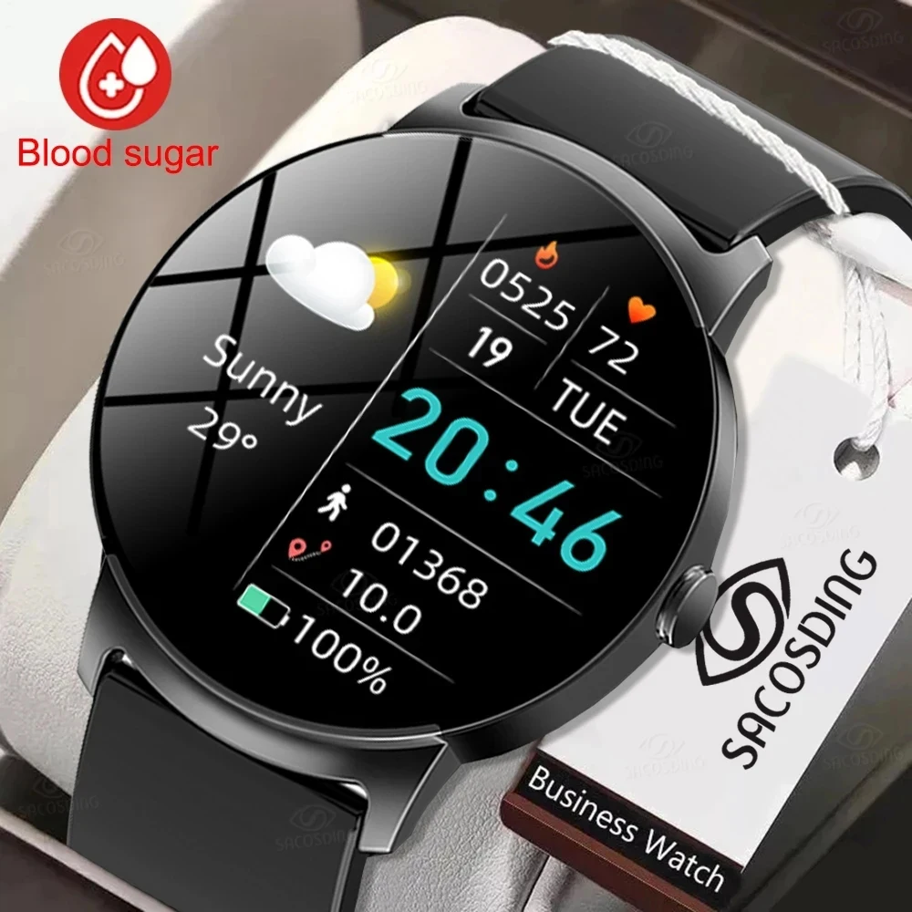 

2023 New Blood Glucose Watch Fashion Ultra-Thin Smart Watch Men NFC Body Thermometer Heart Rate Health Monitor Women Clock IP68