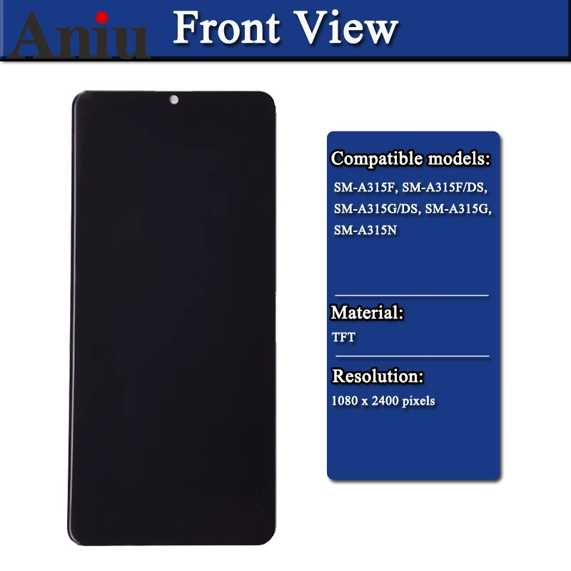 

Display For Samsung galaxy A31 A315 A315F A315F/DS A315G/DS A315G A315N LCD Touch Screen Digitizer Replacement Assembly