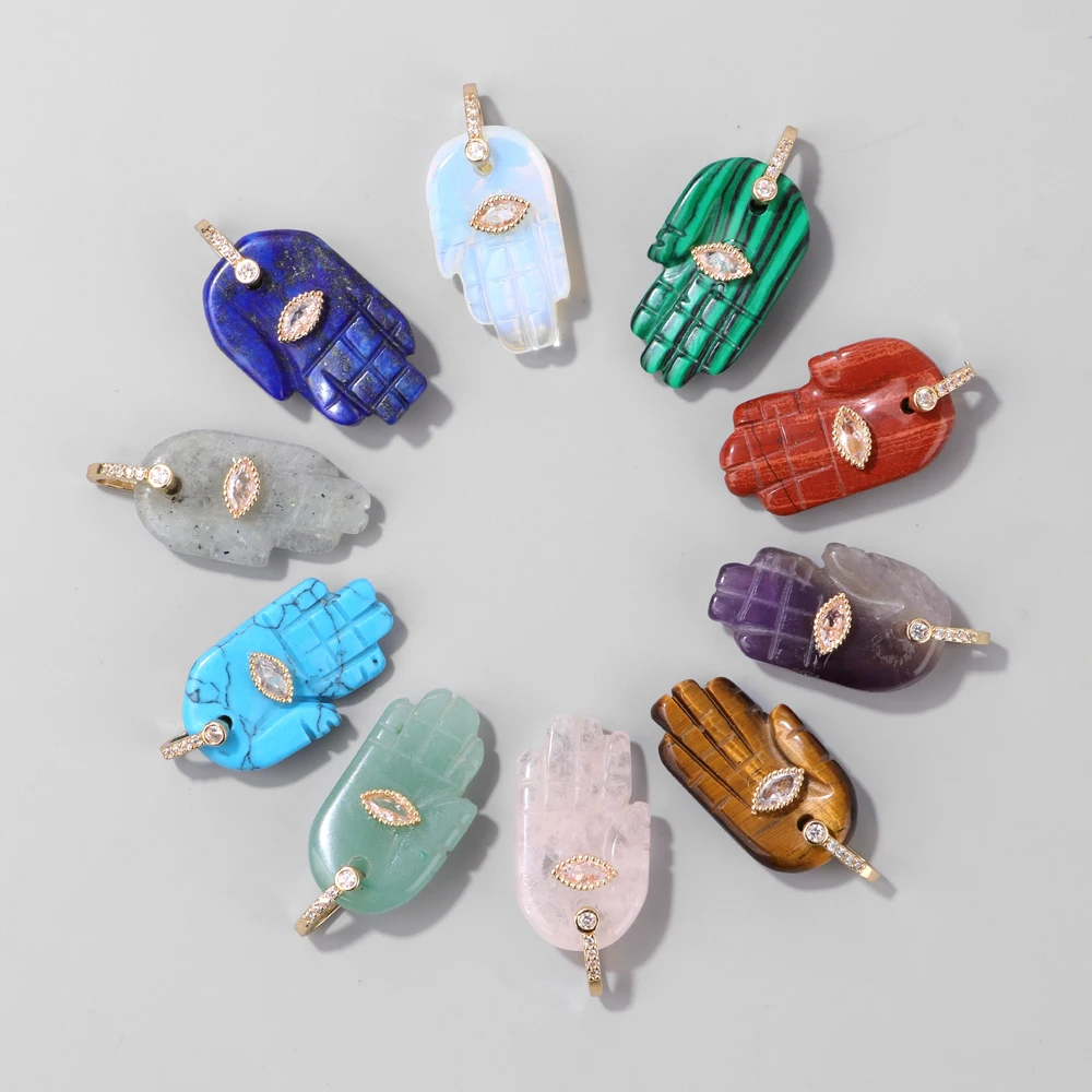 1 шт. натуральный камень Фатима ручная ладонь Подвески Малахит тигровый глаз