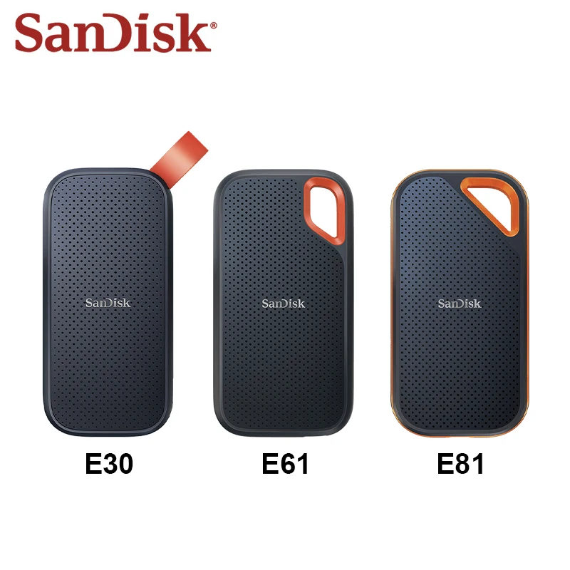 Оригинальный портативный SSD SanDisk Extreme E81 E61 E30 2ТБ 1ТБ 500ГБ USB 3.1 Type C/A внешний твердотельный диск.