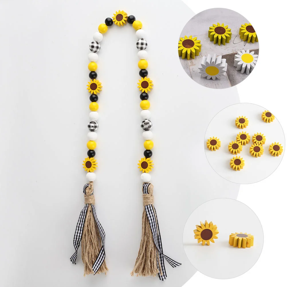 Daisy Wooden Bead String DIY Home Decor Accessories Beads Loose Flower Decorative Tassels