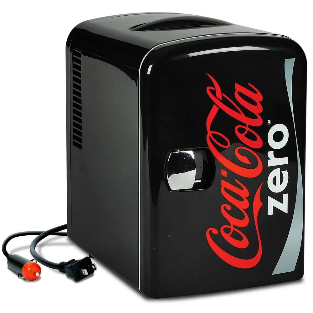 

6 Can Mini Fridge 4L Cooler / Warmer 12V DC 110V AC Compact Fridge Black